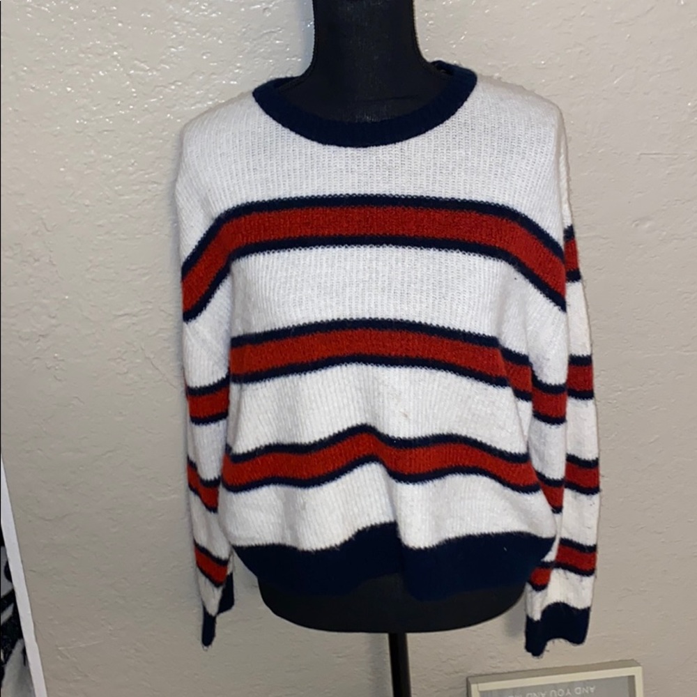 Blue red and cream sweater